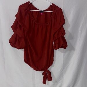 Vince Camuto Red Ruffle Sleeve Blouse